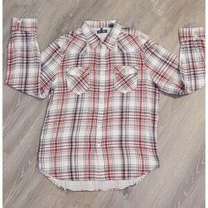 Kenneth Cole Reaction Men's Red Striped Long‎ Sleeve Button Down Shirt Size XL